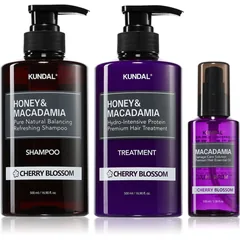 KUNDAL Honey & Macadamia Cherry Blossom Set für trockenes und beschädigtes Haar
