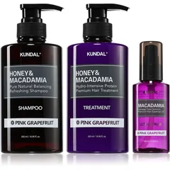 KUNDAL Honey & Macadamia Pink Grapefruit Set für trockenes und beschädigtes Haar