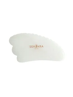 SENTARA Massagestein - Gua Sha Horn mit Zähnen Weisse Jade weiss
