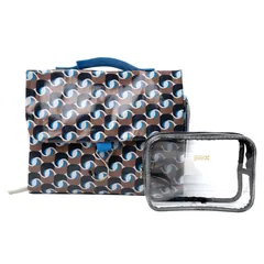 Victoria Green Geometra Azure Threefold Hanging Wash Bag and Beauty Kit Case Set
