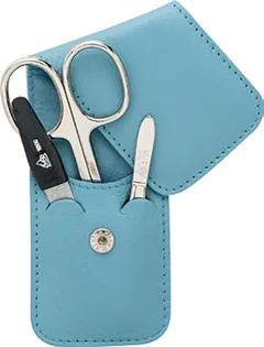 Erbe Collection dreiteiliges Manicure Set im Leder-Etui grau
