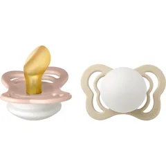 BIBS Couture Glow Natural Rubber Size 1: 0+ months Schnuller Blush / Vanilla .