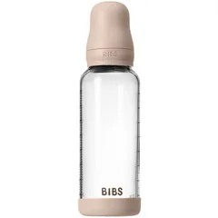BIBS Baby Glass Bottle Silicone Anti-Kolik-Flasche mit Silikonsauger Blush .
