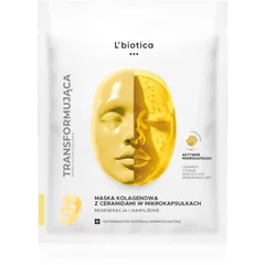 L’biotica Transforming Collagen Mask with Ceramides in Microcapsules Kollagenmaske für die Hautregeneration und -pflege .