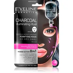 Eveline Cosmetics Charcoal Illuminating Ritual extra feuchtigkeitsspendende reinigende Textil-Maske .
