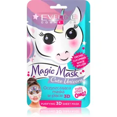 Eveline Cosmetics Magic Mask Cute Unicorn Textile 3D tiefreinigende Maske .