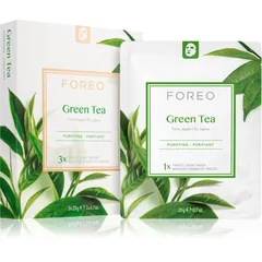 FOREO Farm to Face Sheet Mask Green Tea Zellschichtmaske mit beruhigender Wirkung für Mischhaut 3x