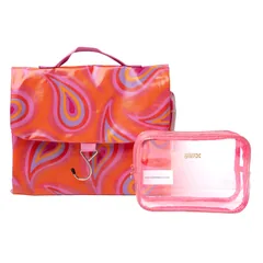 Victoria Green Groovy Paisley Threefold Hanging Wash Bag and Beauty Kit Case Set