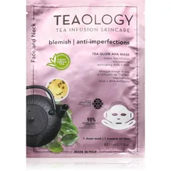 Teaology Tea Glow Blemish AHA Purifying Mask Zellschichtmaske mit reinigender und erfrischender Wirkung für Hals und Dekolleté