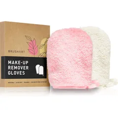 BrushArt Home Salon Make-up remover gloves makeup remover glove PINK, CREAM .