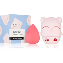 BrushArt Accessories Cutie Cat travel case with make-up sponge Schwämmchen zum Auftragen von Make up mit Reise-Etui