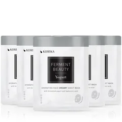 KORIKA FermentBeauty Set of 5 Hydrating Face Sheet Masks with Fermented Yogurt and Hyaluronic Acid Gesichtsmasken-Set zu einem ermäßigten Preis