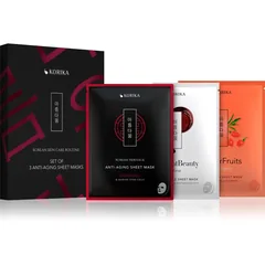 KORIKA KOREAN SKIN CARE ROUTINE SET OF 3 ANTI-AGING SHEET MASKS Set gegen Falten